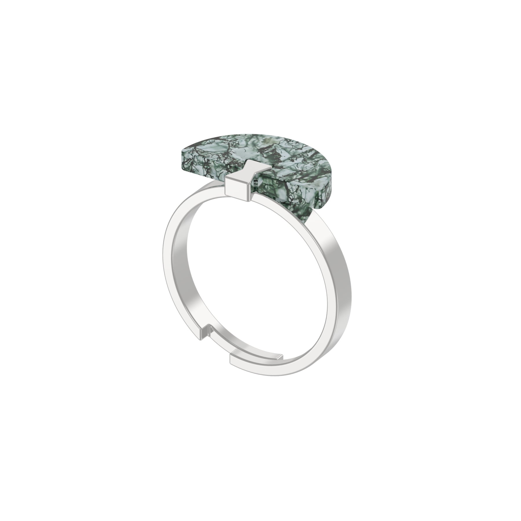 Folding Fan Moss Agate Jewelry Series — FF10S83 Ring — image 1