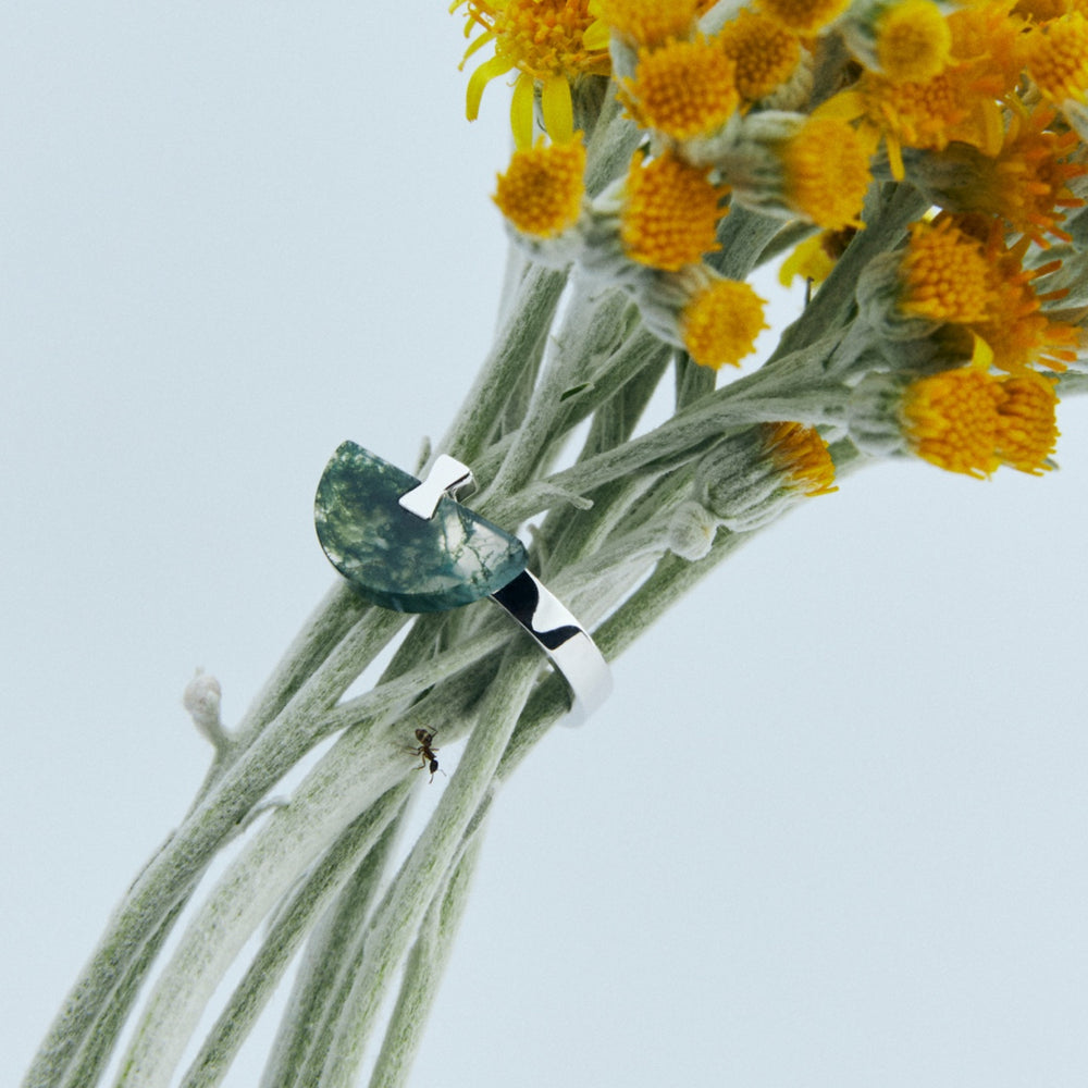 Folding Fan Moss Agate Jewelry Series — FF10S83 Ring — image 4