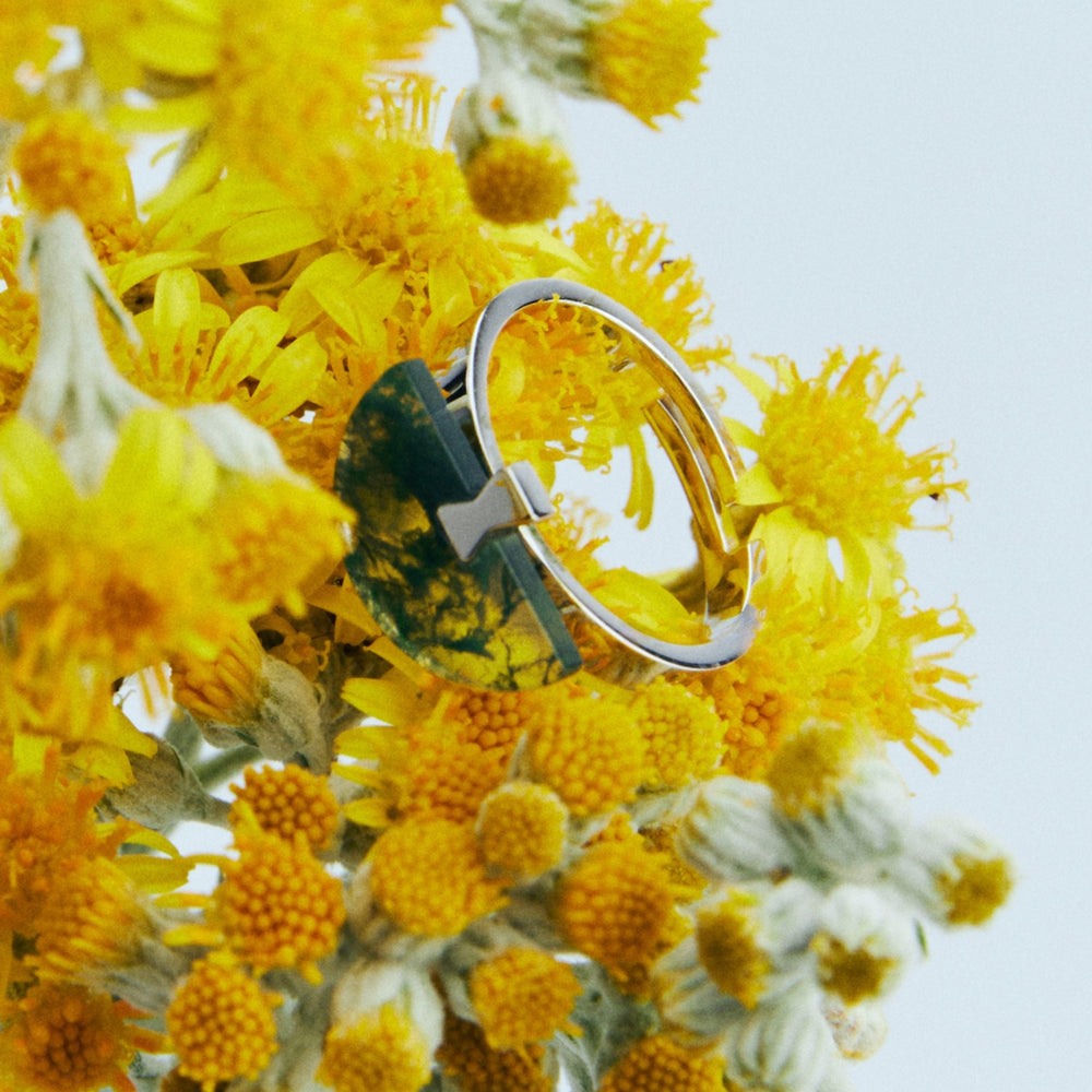 Folding Fan Moss Agate Jewelry Series — FF10S83 Ring — image 5
