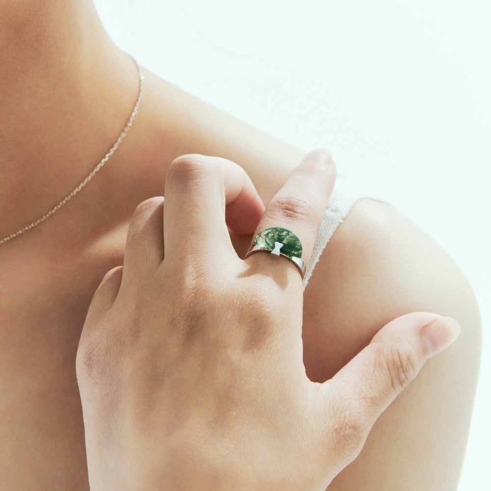 Folding Fan Moss Agate Jewelry Series — FF10S83 Ring — image 7