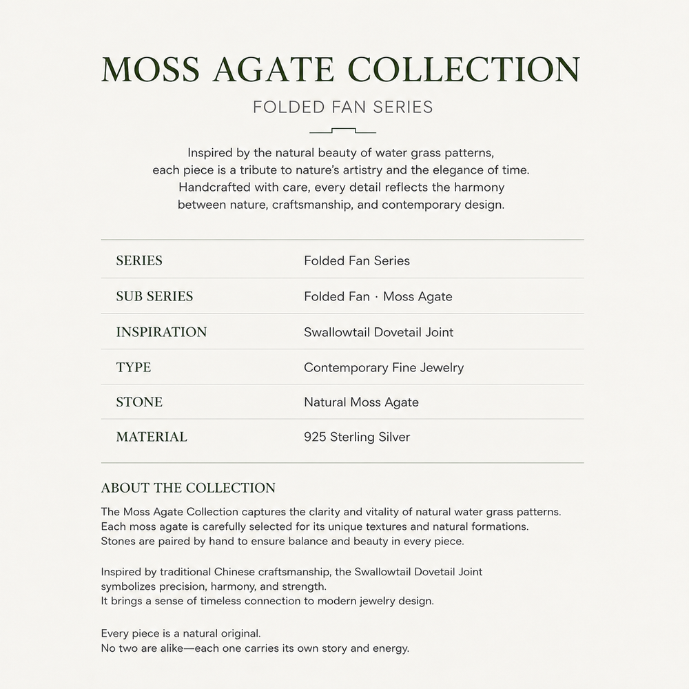 Folding Fan Moss Agate Jewelry Series — FF10S83 Ring — image 10