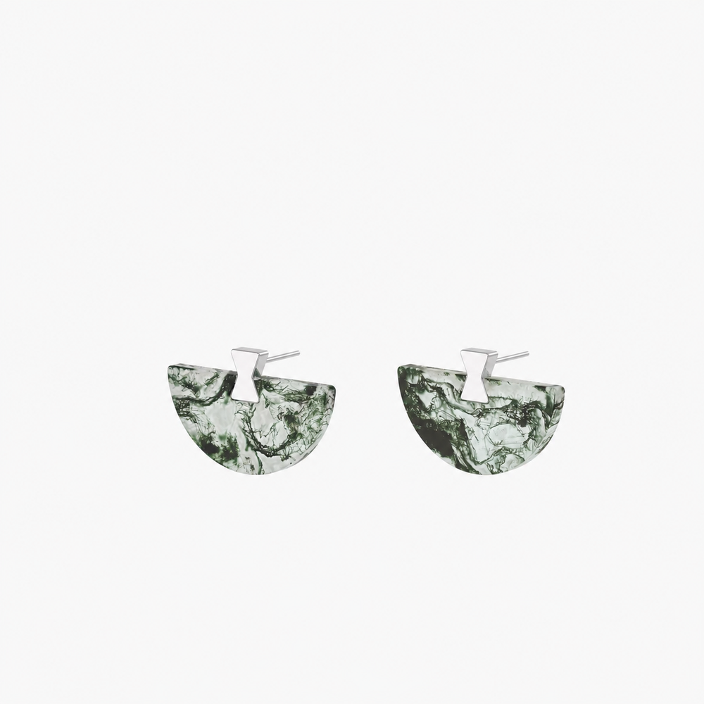 Folding Fan Moss Agate Jewelry Series — FF11S81 Earrings — image 1