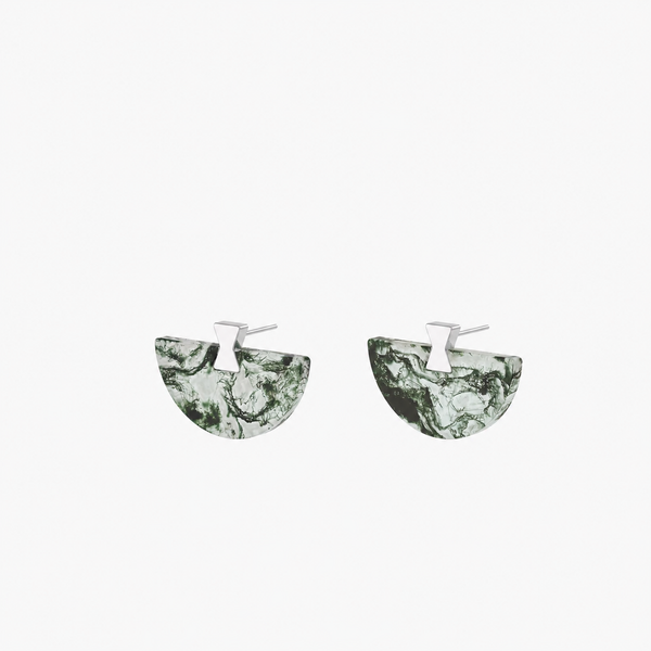 Folding Fan Moss Agate Jewelry Series — FF11S81 Earrings — image 1