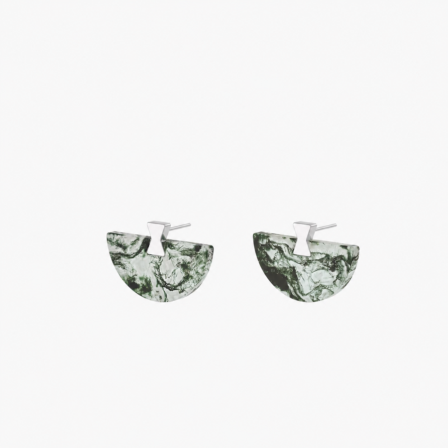 Folding Fan Moss Agate Jewelry Series — FF11S81 Earrings — image 1