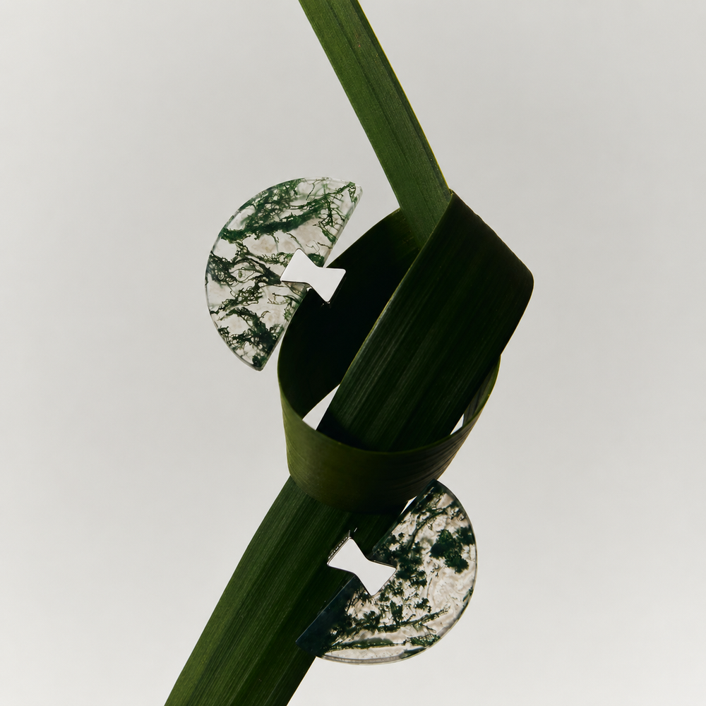 Folding Fan Moss Agate Jewelry Series — FF11S81 Earrings — image 4