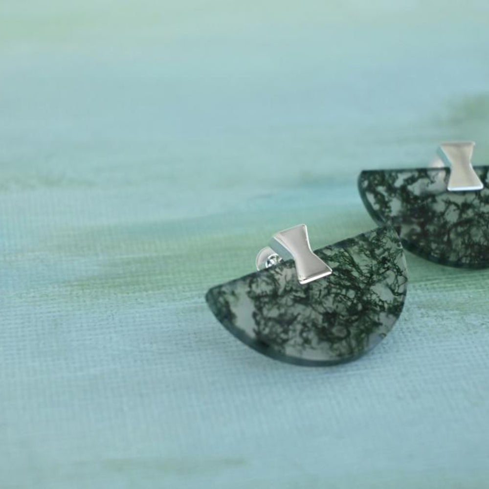 Folding Fan Moss Agate Jewelry Series — FF11S81 Earrings — image 6