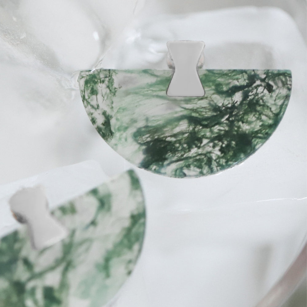 Folding Fan Moss Agate Jewelry Series — FF11S81 Earrings — image 7
