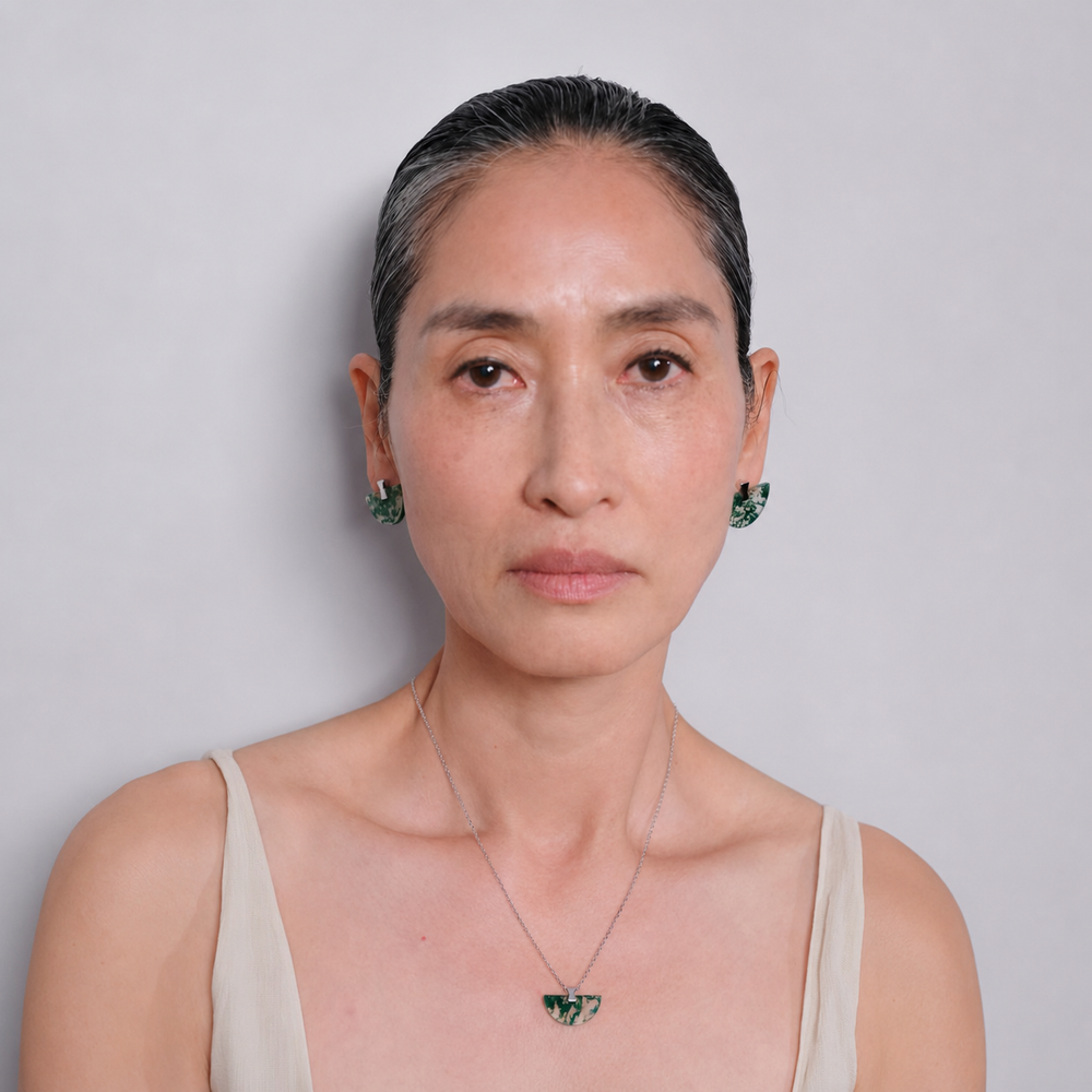 Folding Fan Moss Agate Jewelry Series — FF11S81 Earrings — image 12