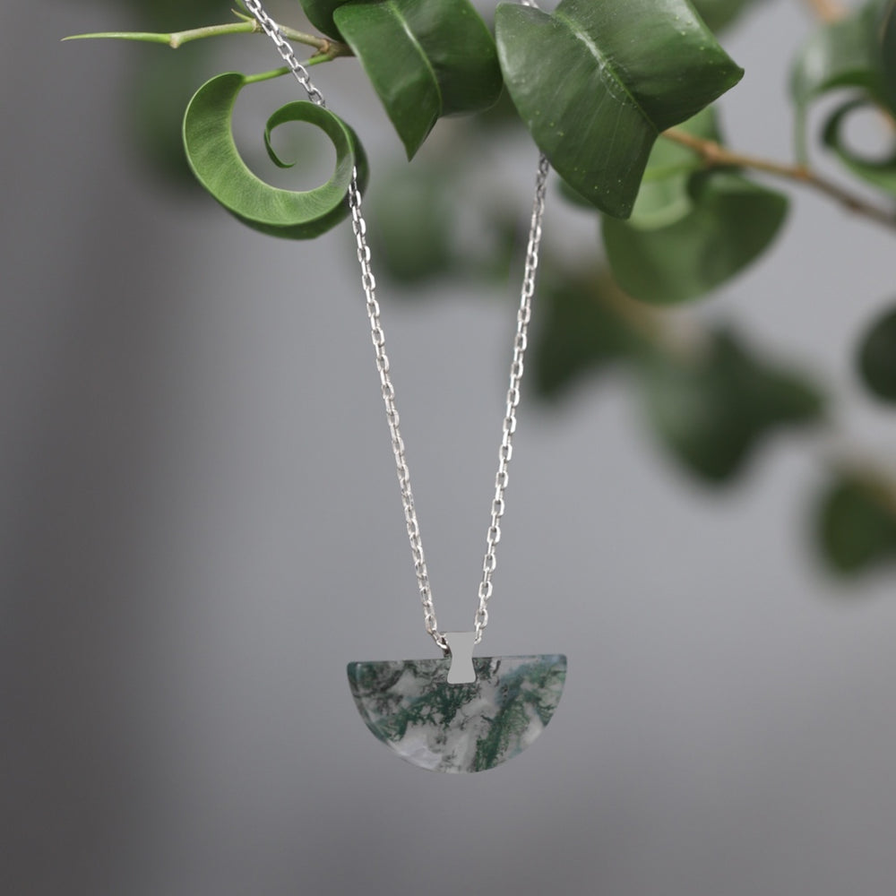 Folding Fan Moss Agate Jewelry Series — FF11S82 Necklace — image 4