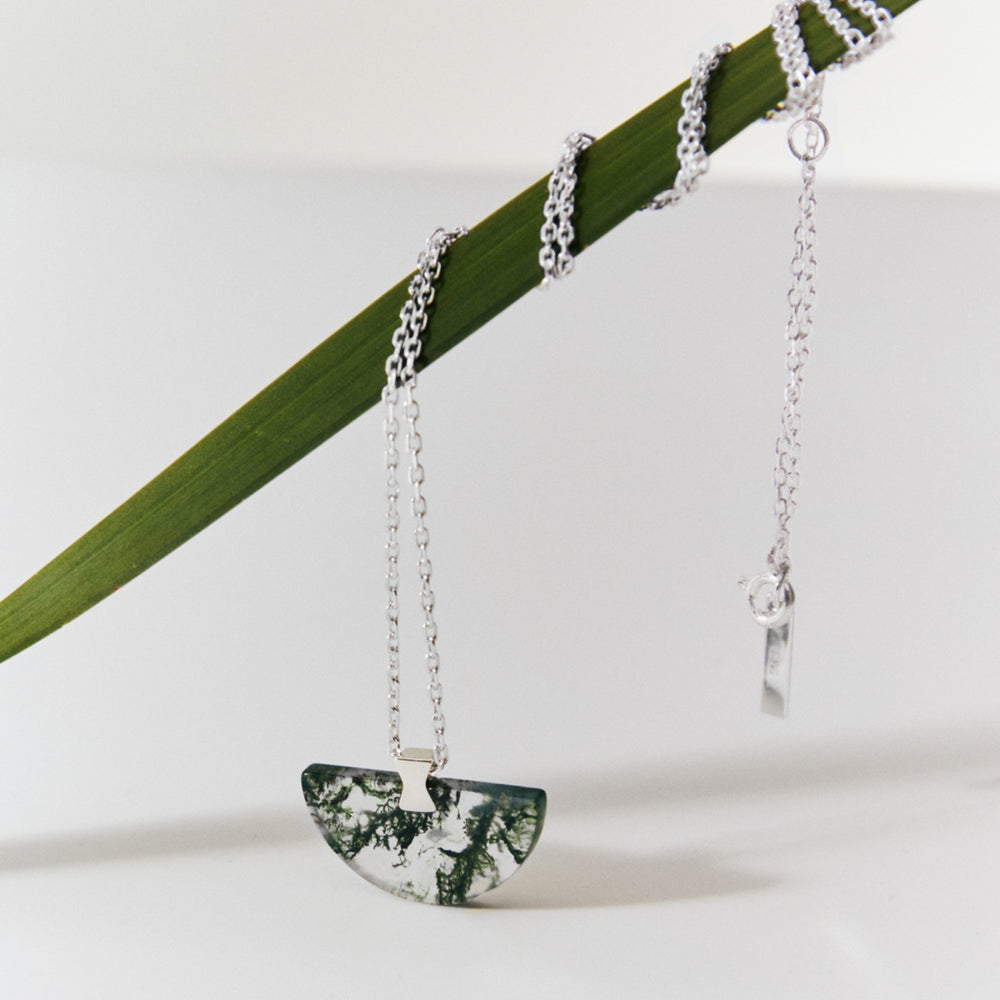 Folding Fan Moss Agate Jewelry Series — FF11S82 Necklace — image 5