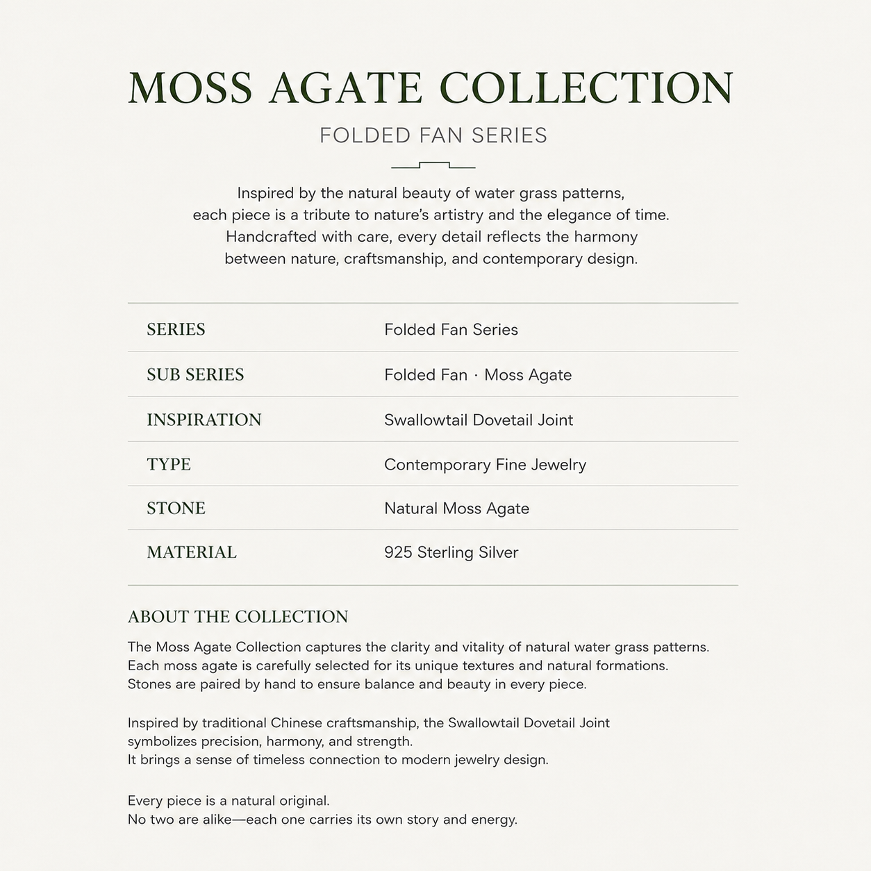 Folding Fan Moss Agate Jewelry Series — FF11S82 Necklace — image 9