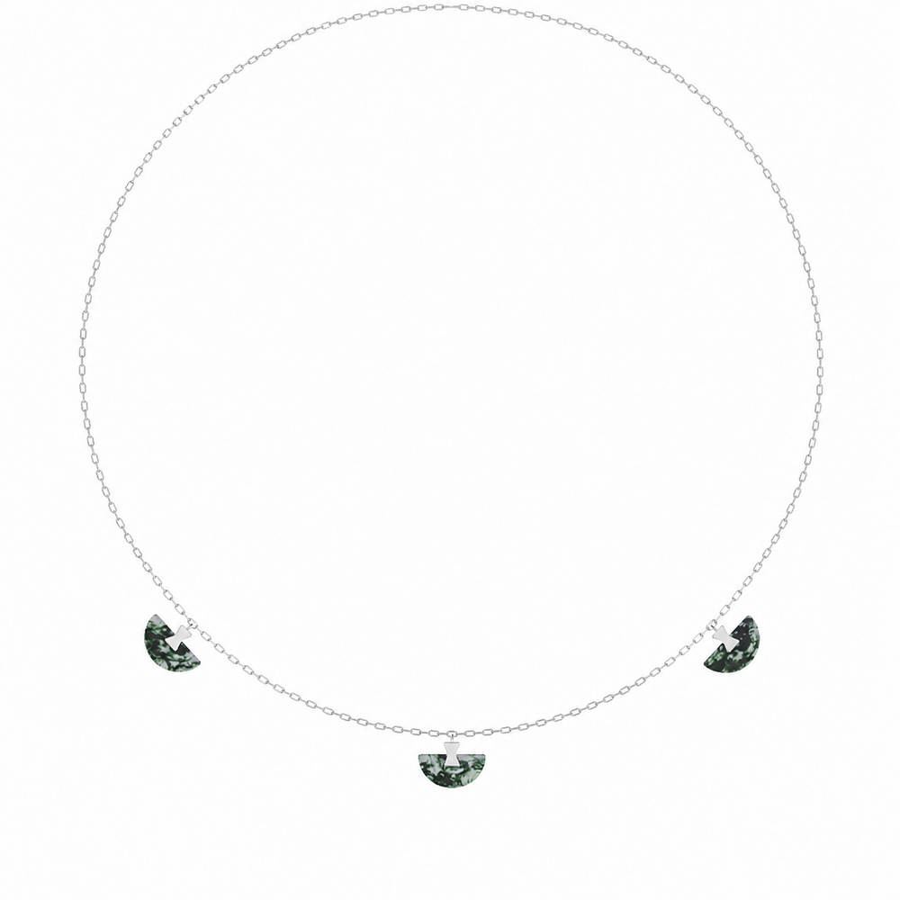 Folding Fan Moss Agate Jewelry Series — FF41F82 Mini Necklace — image 1