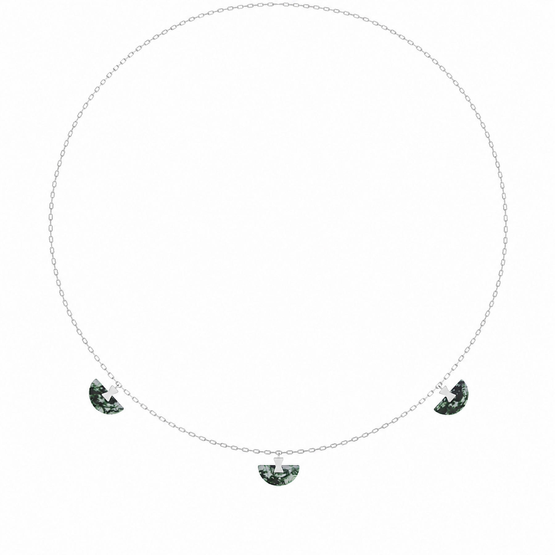 Folding Fan Moss Agate Jewelry Series — FF41F82 Mini Necklace — image 1