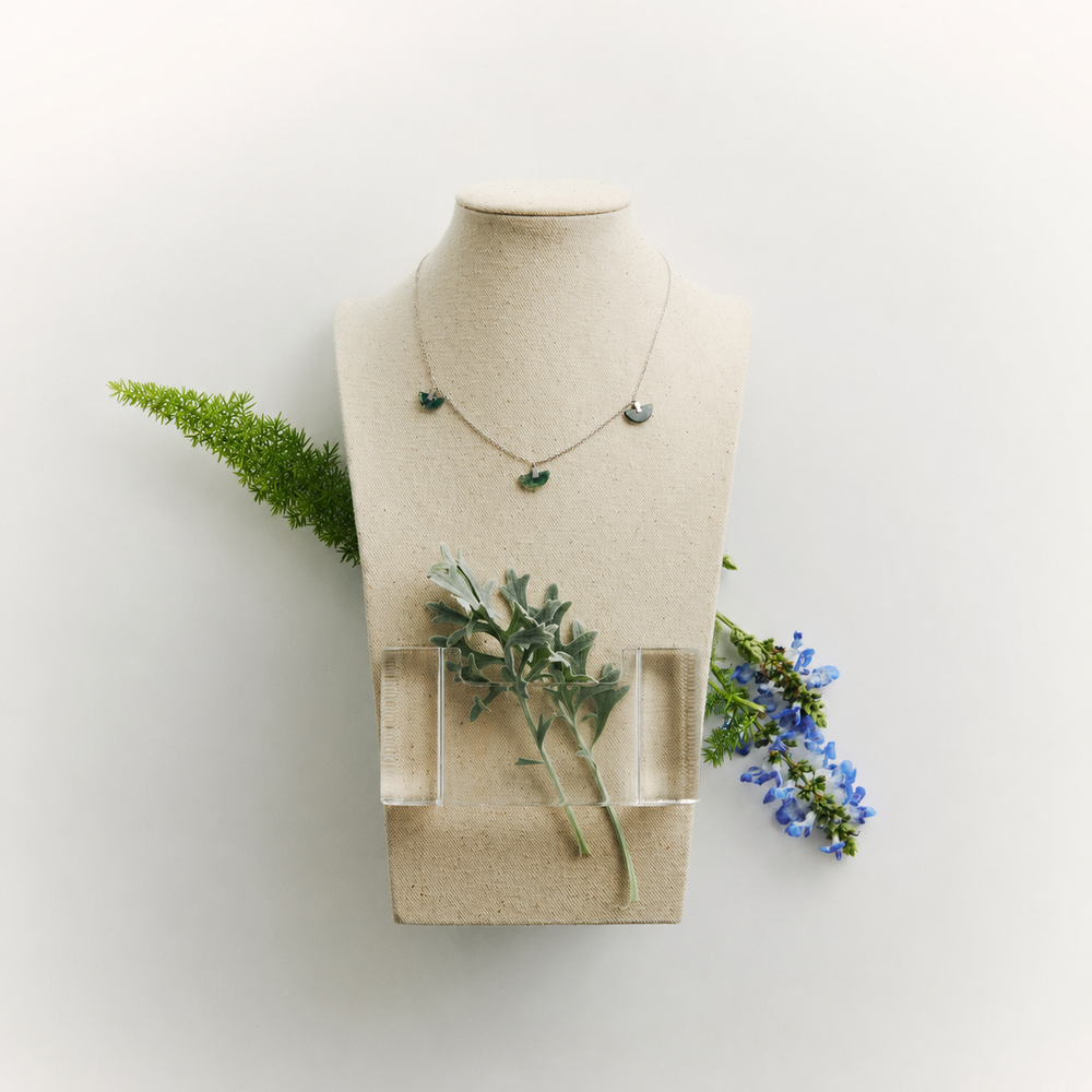 Folding Fan Moss Agate Jewelry Series — FF41F82 Mini Necklace — image 8