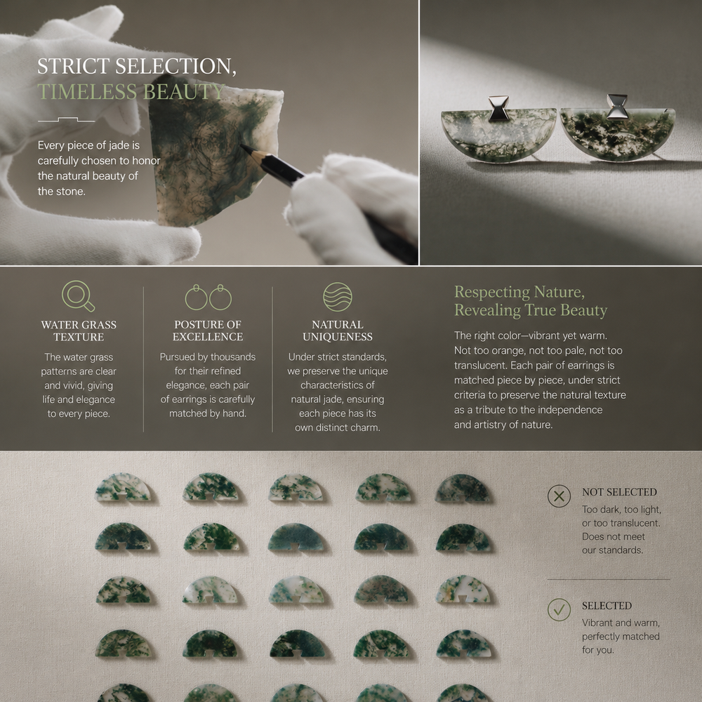 Folding Fan Moss Agate Jewelry Series — FF41F82 Mini Necklace — image 11 (2)