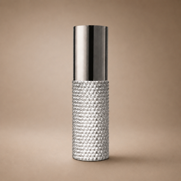 Crystal Series D2M9 — Glossy Silver Carved Knurled Glass